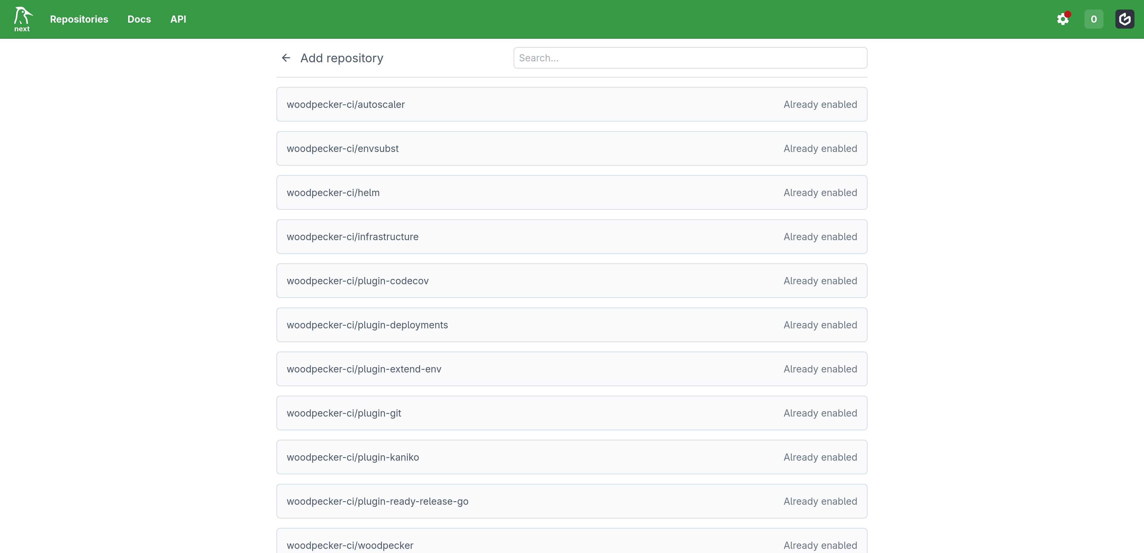 new repository list